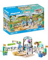 PLAYMOBIL Horses of Waterfall 71637 Waterfall Academie (klein gebouw), inclusief een beweegbaar longeerplatform, een paard en uitgebreide rijaccessoires, duurzaam speelgoed voor kinderen vanaf 5 jaar