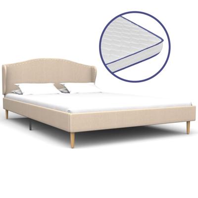 vidaXL Bed met traagschuim matras stof beige 140x200 cm vidaXL Bed met traagschuim matras stof beige 140x200 cm