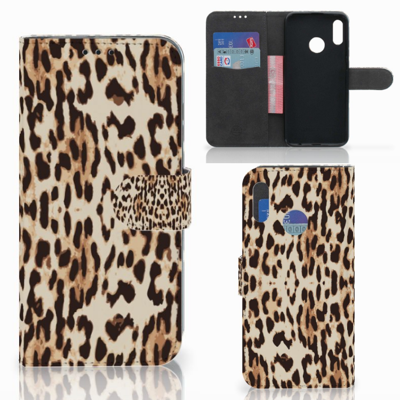 Huawei P Smart 2019 Telefoonhoesje met Pasjes Leopard Huawei P Smart 2019 Telefoonhoesje met Pasjes Leopard