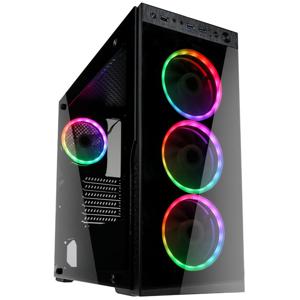 Kolink HORIZON Midi-tower PC-behuizing Zwart, RGB 4 voorgeïnstalleerde ventilators, Zijvenster, Stoffilter