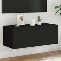 Tv-wandmeubel met LED-verlichting 80x35x31 cm zwart - thumbnail