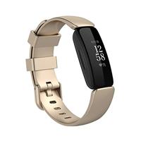By Qubix - Compatible met Fitbit Inspire 2 & Ace 3 - Sportbandje met gesp - Maat: Large - Champagne goud - Compatible fitbit bandje