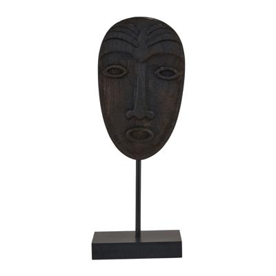 Houten masker staand - zwart - 13,5x8x36 cm Houten masker staand - zwart - 13,5x8x36 cm