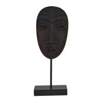 Houten masker staand - zwart - 13,5x8x36 cm