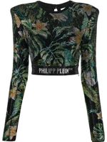 Philipp Plein haut orné de cristal à manches longues - Noir - thumbnail