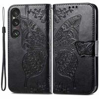 Sony Xperia 1 VI Butterfly Series Portemonnee Hoesje - Zwart