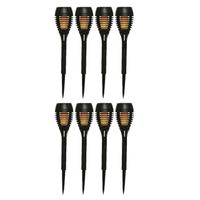 Set van 8x stuks solar tuinfakkels/tuinlampen vlam effect op zonne-energie 27 cm