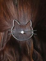 Casual Home Cat Pattern Pearl Hair Accessories Hair Clips