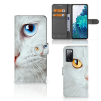 Samsung Galaxy S20 FE Telefoonhoesje met Pasjes Witte Kat