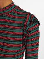 Urban Classics / Longsleeve Rib Striped Volant in groen