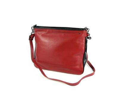 Damestas schoudertas ritstas Soft Rood - zwart