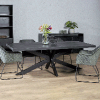 Livingfurn Eettafel Kala Spider Mangohout en staal - zwart - thumbnail