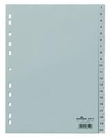 Duurzame 6522-10 NumERIC tab-index polypropyleen (PP) grijs scheidingsblad ranking - tabbladen (NUMERIC Tab Index, polypropyleen (PP), grijs, portret, A4, 230 mm), 5 stuks