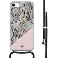 iPhone SE 2020 hoesje met koord - Snake print roze