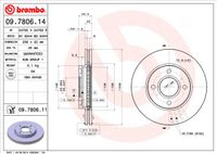 Remschijf BREMBO, Remschijftype: Binnen geventileerd, u.a. für Ford, Mazda