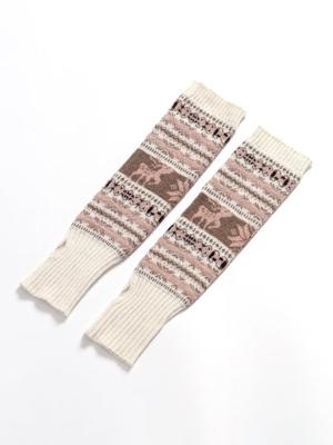 Christmas wool elk snowflake half-finger gloves