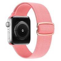 By Qubix - Solo Loop Nylon bandje - Roze - Compatible met Apple Watch 44mm / 45mm / 46mm / 49mm - Compatible Apple watch bandjes