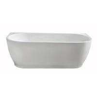 Ligbad Half Vrijstaand Wall Rechthoek 75x170x58cm Glasvezelversterkt Hoogwaardig Acryl Glans Wit met Badwaste en Overloop