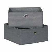 Mondex Opbergdozen, grijs, 28 x 28 x 13 cm, 2 stuks