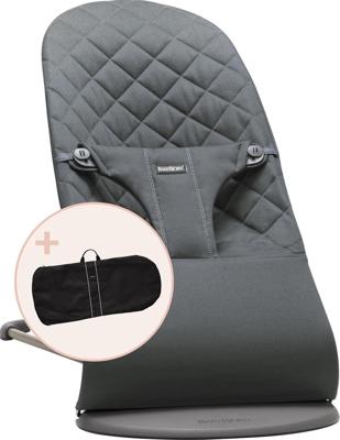 BabyBjörn Wipstoeltje Bliss Antraciet Cotton met Transporttas Zwart