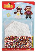 Hama 4204 – assortiment kersttijd, ca. 1100 strijkkralen en penplaat.