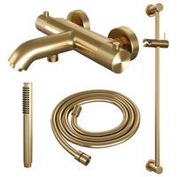 Opbouwset Bad- en Douchekraan Brauer Gold Carving Thermostatisch Met Glijstang Geborsteld Goud Brauer