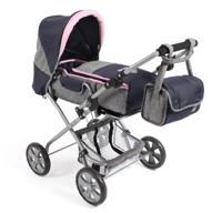 Luxe poppenwagen Bambina - Melange Navy Grijs