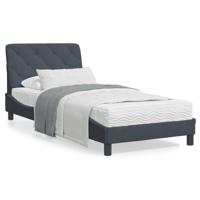 Bed met matras fluweel donkergrijs 90x190 cm SKU: V3208629 - thumbnail