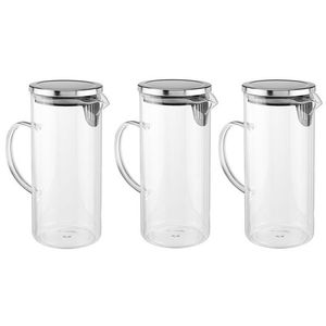 3x Glazen schenkkan / waterkan 1,3 liter