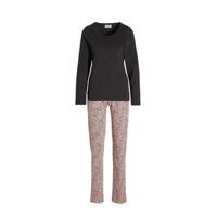 ten Cate pyjama met all over print zwart/roze