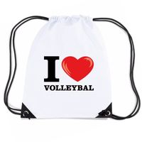 Nylon I love volleybal rugzak wit met rijgkoord - thumbnail