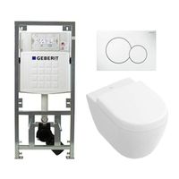 Villeroy Boch Subway 2.0 compact DirectFlush Toiletset - Geberit reservoir - bedieningsplaat - softclose - quickrelease - wit 0701131/1024232/0700518/1025456/