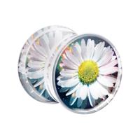 Double Flared Plug met bloemendesign Acryl Tunnels & Plugs