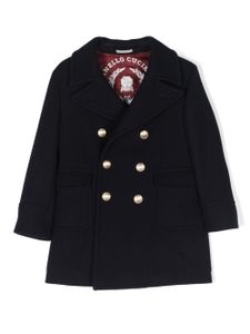 Brunello Cucinelli Kids manteau croisé à revers crantés - Bleu