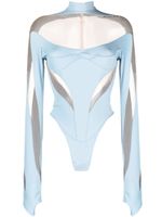 Mugler body à empiècements transparents - Bleu