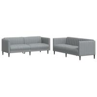 vidaXL 2-delige Loungeset stof lichtgrijs, bankenset, tv-stoel, fauteuil, sofa, stoffen bank, beklede bank, stoffen bank, loungebank