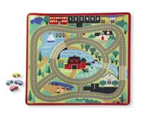 Melissa & Doug Speelkleed Steden met 4 houten auto's