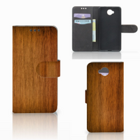 Microsoft Lumia 650 Book Style Case Donker Hout - thumbnail