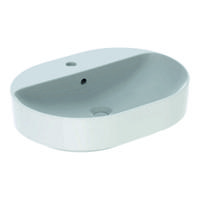 Geberit VariForm opzetwastafel ellips 60 cm 1 kraangat met overloop KeraTect, wit