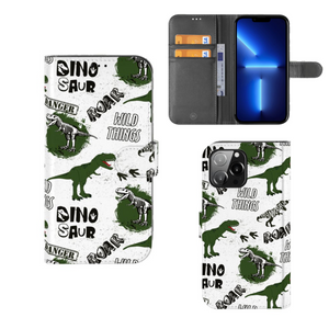 Telefoonhoesje met Pasjes voor iPhone 13 Pro Max Dinosaurus