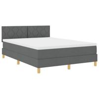 vidaXL Boxspring Bed met Matras Donkergrijs 160x200 cm Stof
