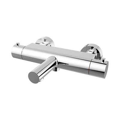 Badkraan Wiesbaden Style 15cm Hartafstand Thermostatisch Opbouw Rond Cooltouch Chroom 2 Greeps met Uitloop