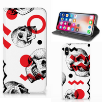 Mobiel BookCase Apple iPhone Xs Max Skull Red - thumbnail