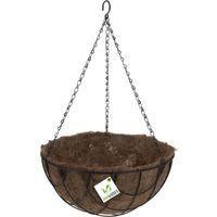 Metalen hanging basket / plantenbak zwart met ketting 30 cm - hangende bloemen   -