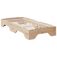 vidaXL Bedframe zonder matras stapelbaar 100x200 cm massief hout, stapelbaar bed, eenpersoons stapelbed, bedbodem, stapelbaar eenpersoonsbed
