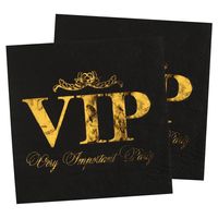 VIP thema feest servetten - 20x stuks - 33 x 33 cm - papier - goud/zwart themafeest - thumbnail