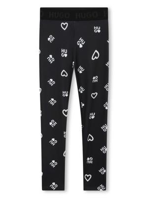 HUGO KIDS Legging met logoprint - Zwart
