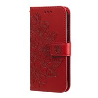 OPPO A16S hoesje - Bookcase - Pasjeshouder - Portemonnee - Bloemenprint - Kunstleer - Rood