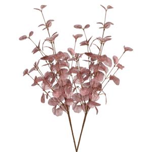 Kunstbloem Eucalyptus tak Silk - 2x - 72 cm - oudroze - losse steel - Kunst zijdebloemen