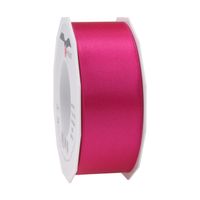 1x Luxe fuchsia roze satijnen lint rollen breed 4 cm x 25 meter cadeaulint verpakkingsmateriaal - thumbnail